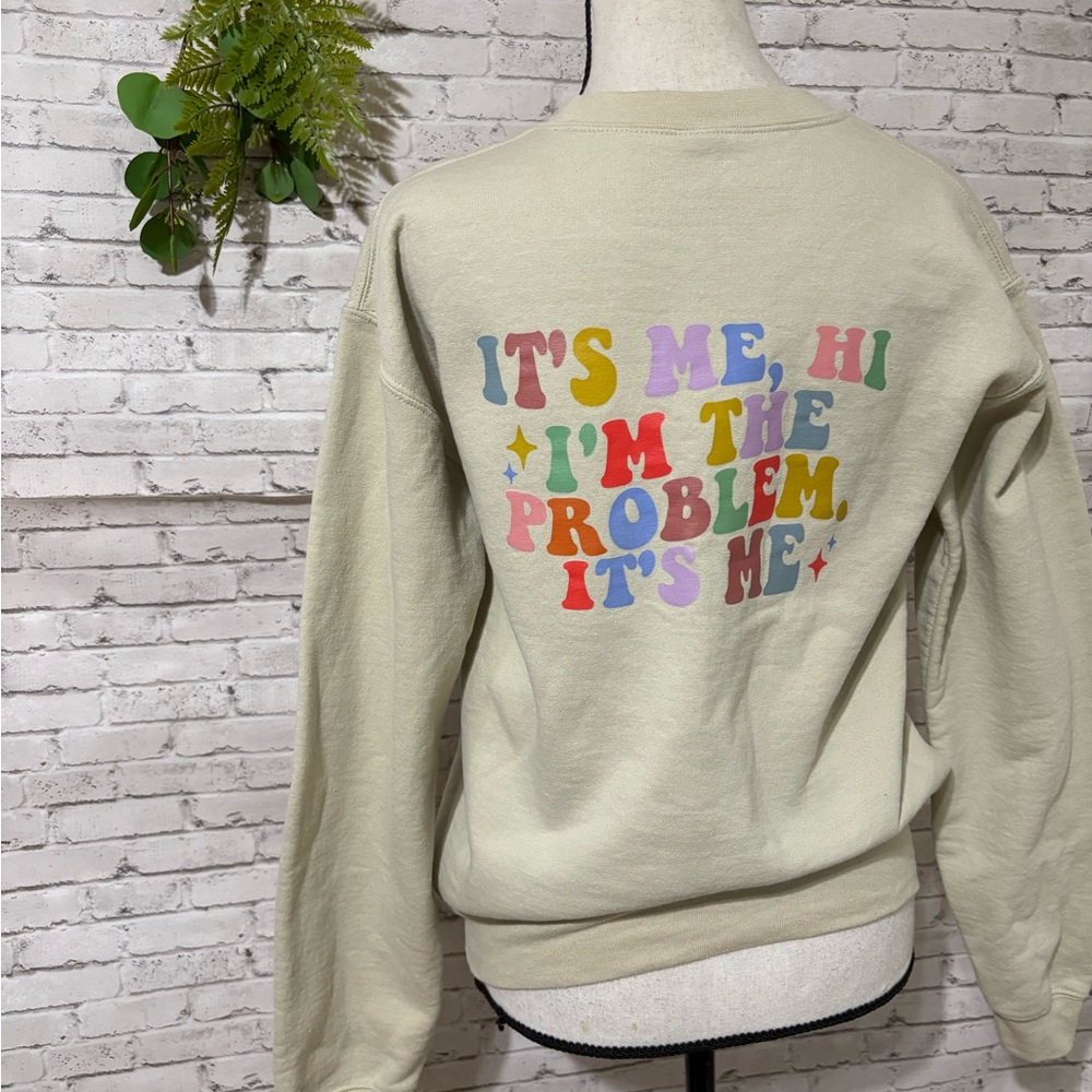 Gildan Cream Custom Taylor Swift Antihero I’m the problem Crewneck - Picture 5 of 6
